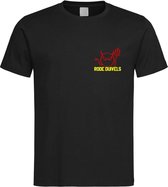 Belgie EK Voetbal T-Shirt Zwart “ Rode Duivels “ Print klein Rood / Geel Maat L
