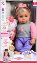 Pop met lang haar | baby-soft met zacht lijfje | 40cm | incl. accessoires | 5 geluiden en 12 muziekjes | speelgoed