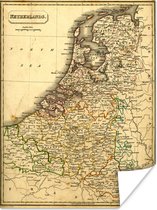 Groezelige kaart van Nederland poster papier 120x160 cm - Foto print op Poster (wanddecoratie woonkamer / slaapkamer) XXL / Groot formaat!