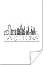 Poster Skyline "Barcelona" op een witte achtergrond - 20x30 cm