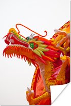 Poster Rode Chinese draak tegen een witte achtegrond - 80x120 cm