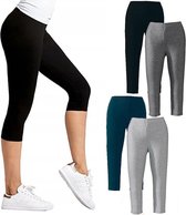 Fashion Legging - Dames Legging - Lichtgrijs - Capri Legging - Katoen - Lengte 3/4 - Maat - L/XL