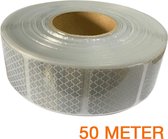 Reflecterende tape gesegmenteerd ECE R104 WIT 50 meter