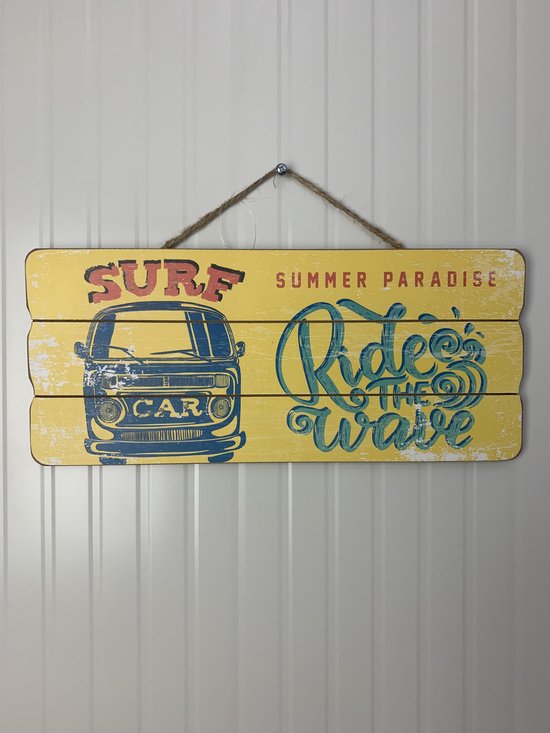 Houten wandbord Retro Bus "Summer paradise"