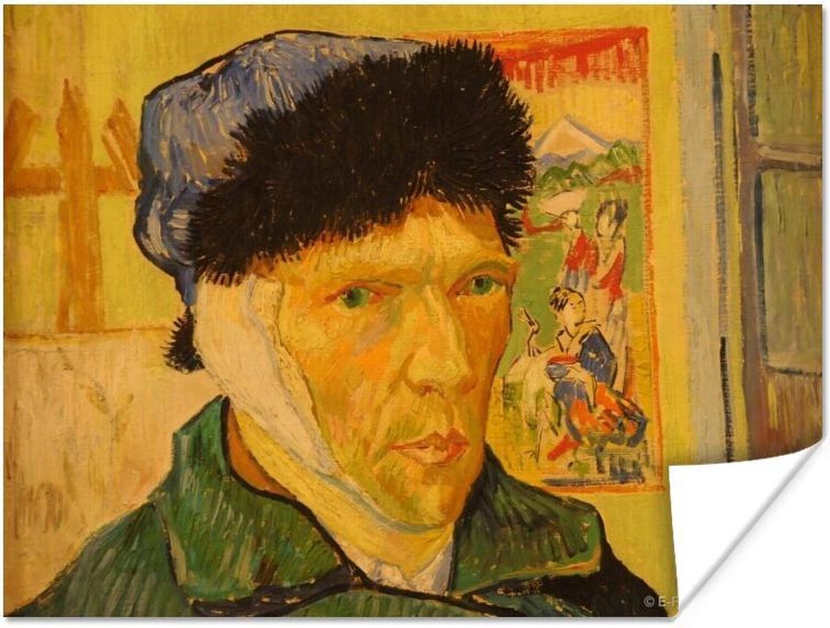 Poster Zelfportret met verbonden oor - Vincent van Gogh - 120x90 cm