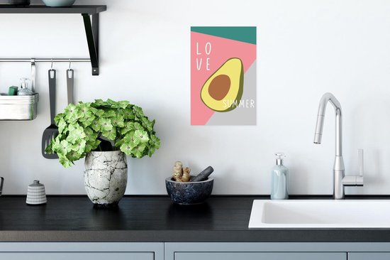 Poster Avocado - Pastel - Roze - 20x30 cm