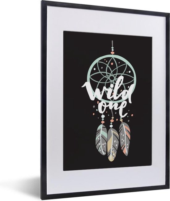 Cadre photo avec affiche - Citations - Wild one - Dromenvanger - Garçon - Enfants - 30x40 cm - Cadre pour affiche