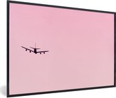Fotolijst incl. Poster - Stijgend vliegtuig in een roze lucht - 60x40 cm - Posterlijst