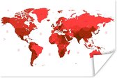 Rode wereldkaart op een witte achtergrond Poster | Wereldkaart Poster 90x60 cm