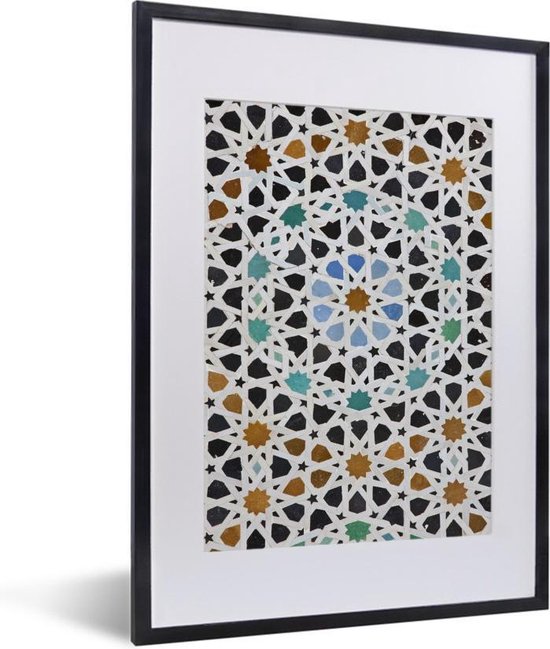 Fotolijst incl. Poster - Een Marokkaanse Mozaïekdetail - 30x40 cm - Posterlijst