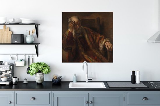 Affiche Vieil homme dans un fauteuil - Peinture de Rembrandt van Rijn - 75x75 cm