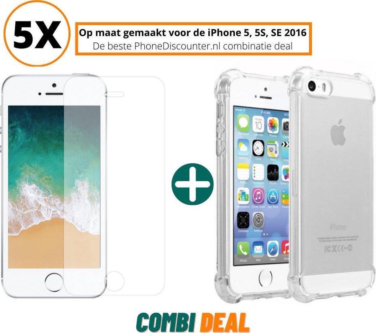 iphone 5s anti shock case | iPhone 5S hoesje siliconen | iPhone 5S hoes cover hoes + 5x iPhone 5S gehard glas screenprotector