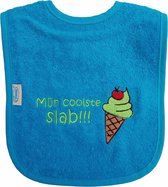 Blauwe slab met "Mijn coolste slab!!!" - zomer, fris, koel, ijsje, hitte, hittegolf, softijs