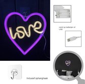 EasySC Hart Figuur Neon Style LED Lamp - Zelfklevend Haakje - Nachtlampje - Neon Verlichting - Baby Kamer Accessoires - Neon Lamp - Wandlamp - Roze
