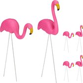 Relaxdays 6 x tuinsteker flamingo - vijverdecoratie - gazonsteker - tuindecoratie