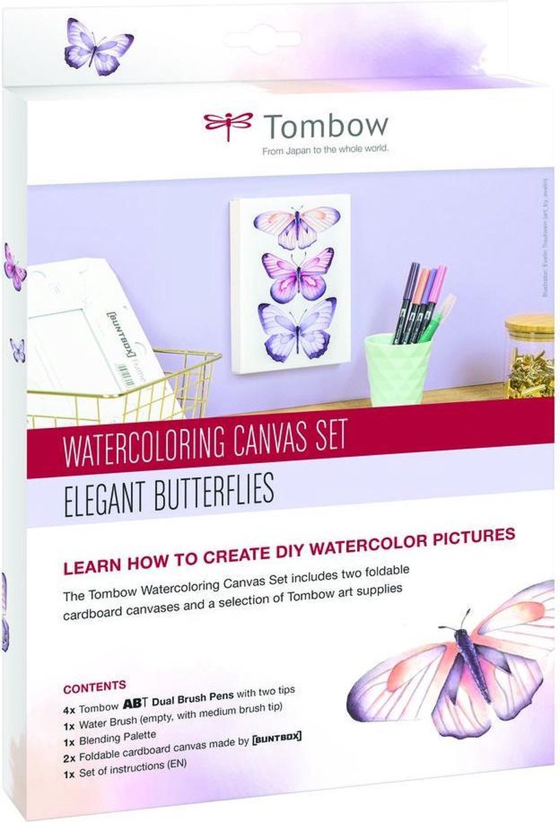Tombow – Watercolouring canvas set – Elegant Butterflies – Aquarelverf set
