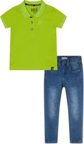 Koko Noko BIO Basics Set(2delig) Jeans NOVAN en Polo Neon yellow - Maat 134/140