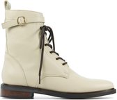 Stefano Lauran Veterboots Dames / Laarzen / Damesschoenen - Leer        - S1051 - Gebroken wit - Maat  41