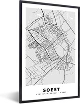 Fotolijst incl. Poster - Stadskaart - Soest - Grijs - Wit - 20x30 cm - Posterlijst - Plattegrond