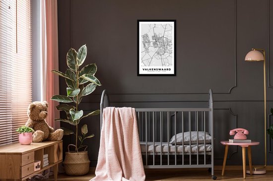 Affiche avec cadre Plan de la ville - Valkenswaard - Grijs - Wit - 40x60 cm - Carte