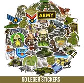 Sticker mix met 50 leger thema stickers - Voor laptop, muur, beker etc. Landmacht militairen