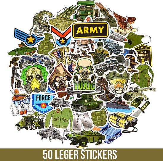 Sticker mix met 50 leger thema stickers Voor laptop, beker etc. Landmacht... | bol.com