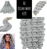 Vlechthaar braids Braiding hair 6 pakken deep wave Ocean wave 55cm zacht &klitvrij haar #silver