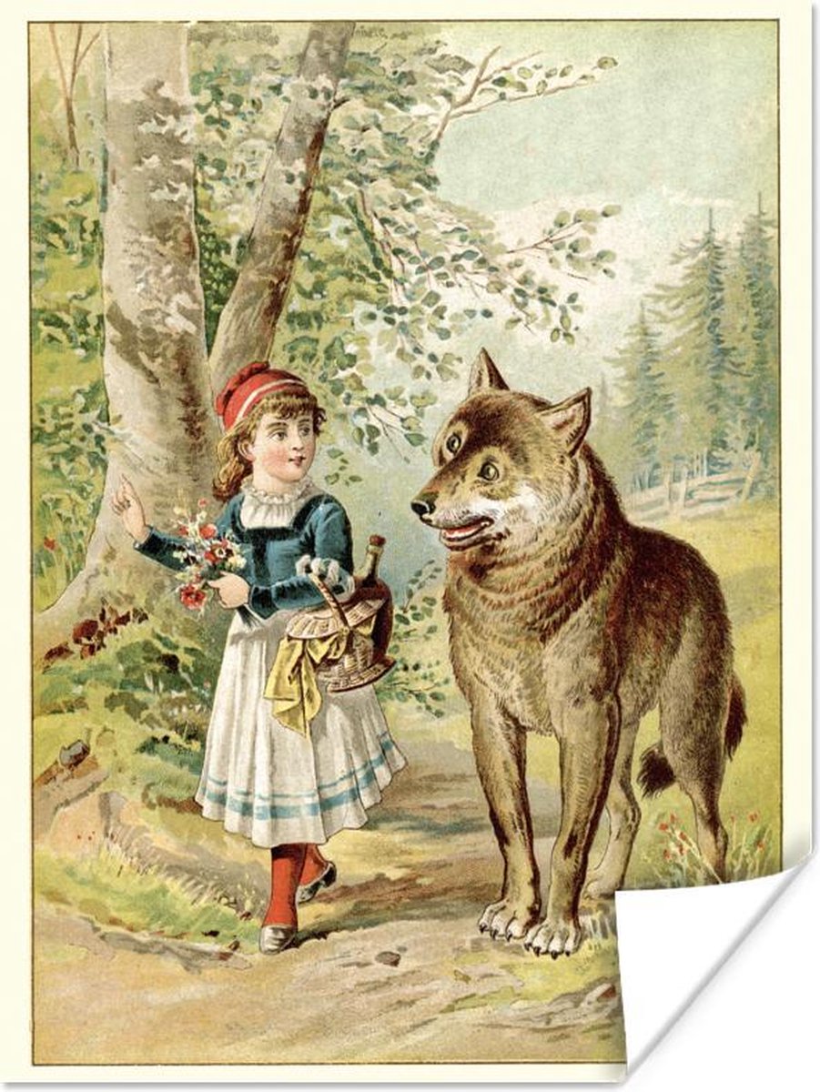 PosterMonkey Poster Roodkapje en de wolf - Bos - 30x40 cm | bol