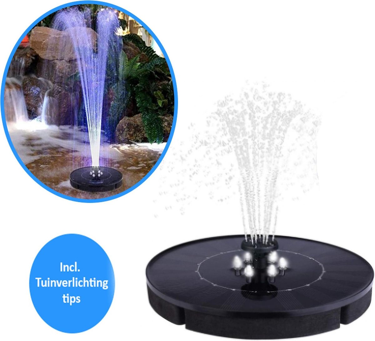 Fontaine à eau pour oiseaux design SOLAR LED éclairage décoration