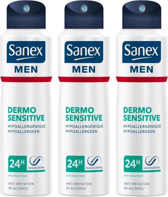 Sanex Men Dermo Sensitive 24H Deodorant Multi Pack - 3 x 200 ml