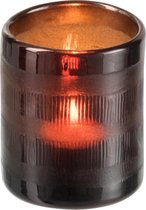 J-Line Windlicht Cilinder Glas Bruin Small Set van 4 stuks