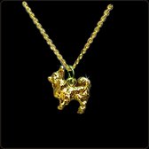 18 kt. Vergulde Chihuahua langhaar Puppy (mini) Hanger -merk COOLDOG™ inclusief Vergulde ketting