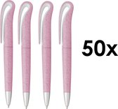 Pen Duurzaam (Tarwestro) stevig robuust per 50 stuks verpakt in Roze / Wit