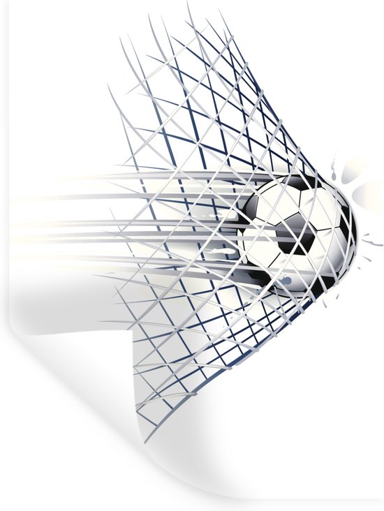 Muurstickers - Sticker Folie - Een illustratie van een voetbal die het doel in gaat - Jongetjes - Meisjes - Kids - 60x80 cm - Plakfolie - Muurstickers Kinderkamer - Zelfklevend Behang - Zelfklevend behangpapier - Stickerfolie