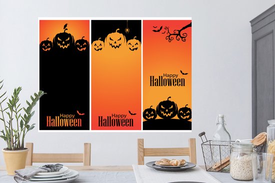 Stickers Stickers muraux - Halloween en trois parties - 120x90 cm - Feuille adhésive