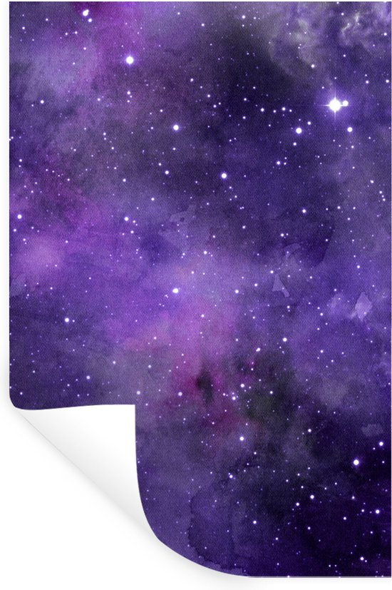 Stickers muraux - Aquarelle - Etoiles - Violet - 40x60 cm - Feuille adhésive
