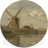 Moulin au bord d'un lac - Peinture de Paul Joseph Constantin Plaque murale en plastique