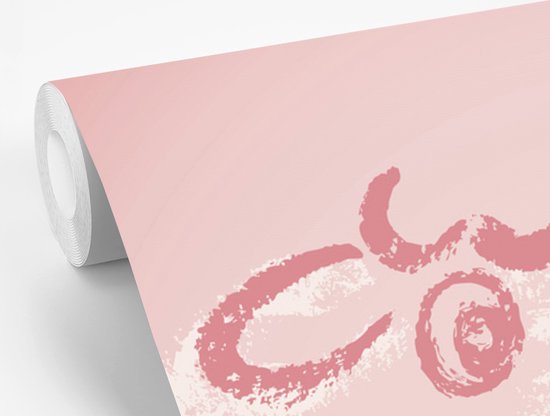 Une illustration d'un mouton dans une fotobehang rose