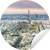 Vue aérienne du sticker papier peint cercle mural tour Eiffel ⌀ 120 cm / cercle papier peint / cercle mural / cercle vivant - autocollant & coupe ronde