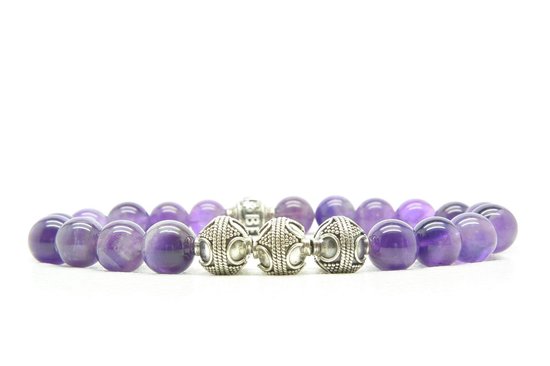 Beaddhism - Armband - Purple - Zilver - Yin 3 - 8 mm - 18 cm