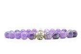 Beaddhism - Armband - Purple - Zilver - Lucky Dragon - 8 mm - 17 cm