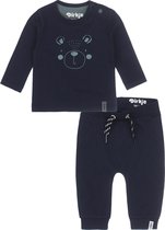 Dirkje Bio Basic SET(2delig) Blauwe Broek, Shirt met beertjes - Maat 86