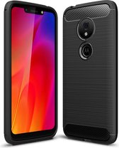 Brushed Texture Carbon Fiber TPU Case voor Motorola Moto G7 Play EU-versie (zwart)