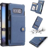 Voor Galaxy Note8 Brushed Texture Shockproof PU + TPU Case, met kaartsleuven & portemonnee en fotolijst (blauw)