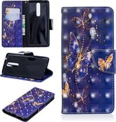 3D gekleurde tekening patroon horizontale Flip lederen tas voor Nokia 5.1, met houder & kaartsleuven & portemonnee (paarse vlinder)