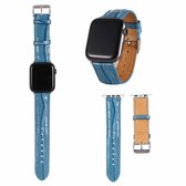 Voor Apple Watch Series 5 & 4 44mm / 3 & 2 & 1 42mm krokodiltextuur lederen polsband (blauw)