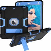 Voor iPad Mini 5/4 contrasterende kleur siliconen + pc combinatie case met houder (zwart + blauw)