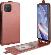 Voor Oppo A92s R64 textuur enkele verticale flip lederen beschermhoes met kaartsleuven en fotolijst (bruin)