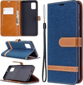 Voor Samsung Galaxy A31 Denim Texture Horizontaal Flip Leren Case met Houder & Kaartsleuven & Portemonnee & Lanyard (Marineblauw)