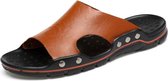 Heren Casual strandschoenen Slippers Microfiber-sandalen, maat: 38 (bruin)